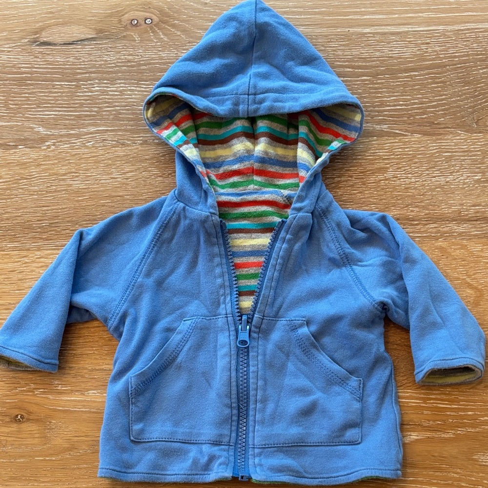 Zutano Blue Sweatshirt with Rainbow Lined Hood